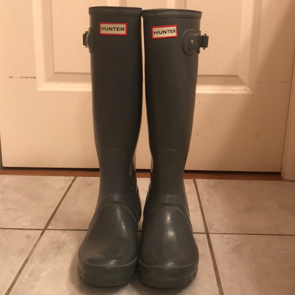Grey tall Hunter Rain Boots